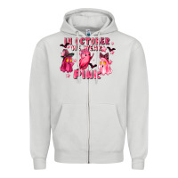 Dove Grey in october we wear pink Zipper Hoodie - LillyAllenDesigns
