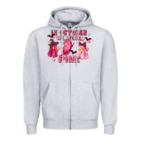Heather Grey in october we wear pink Zipper Hoodie - LillyAllenDesigns