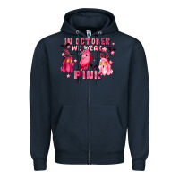 Navy in october we wear pink Zipper Hoodie - LillyAllenDesigns