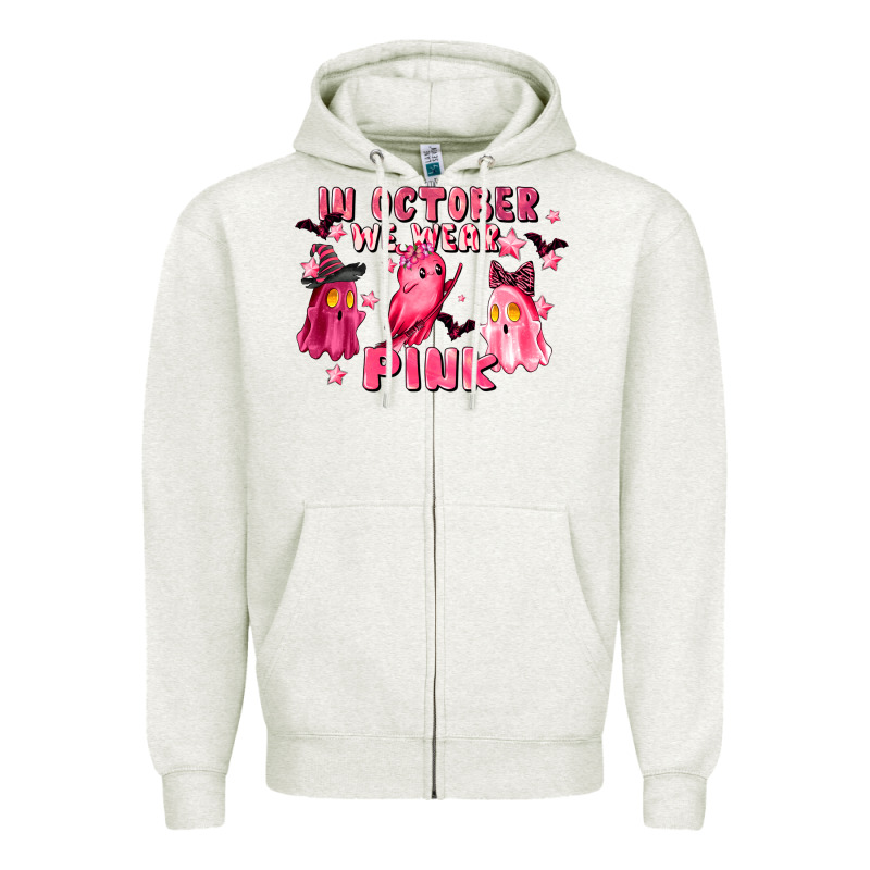 In October We Wear Pink Zipper Hoodie by LillyAllenDesigns | Teevron