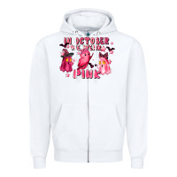 White in october we wear pink Zipper Hoodie - LillyAllenDesigns