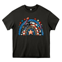 Asphalt American rainbow 4th of july Heavy Core Tee - CowGirlArtShop
