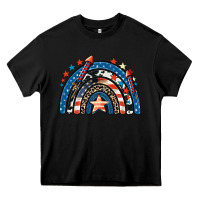 Black American rainbow 4th of july Heavy Core Tee - CowGirlArtShop