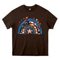 Chocolate Brown American rainbow 4th of july Heavy Core Tee - CowGirlArtShop