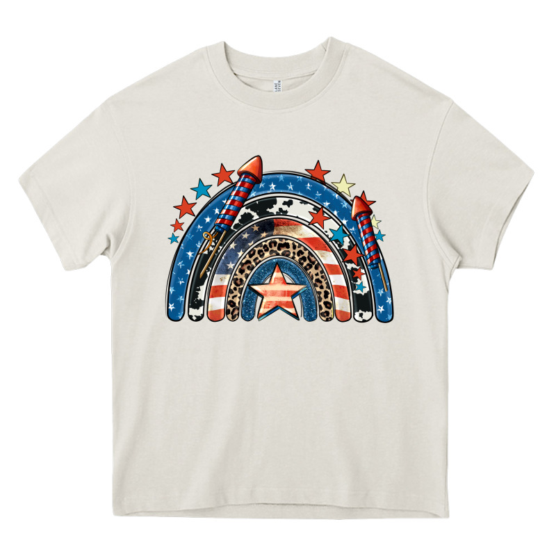 American Rainbow 4th Of July Heavy Core Tee by CowGirlArtShop | Teevron