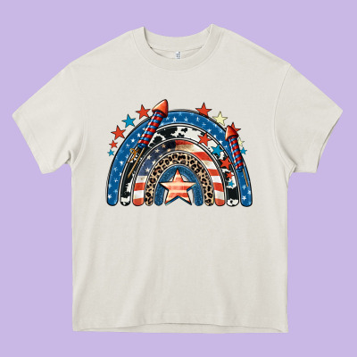 American Rainbow 4th Of July Heavy Core Tee Designed By Cowgirlartshop