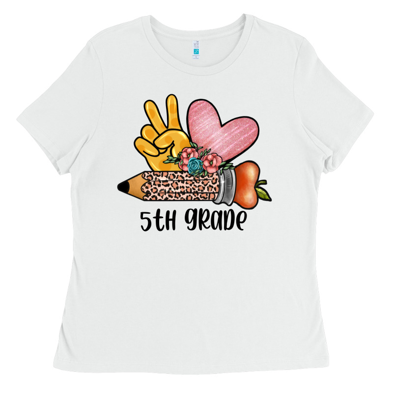 Peace Love 5th Grade Ladies Tee by JahusDesignShop | Teevron