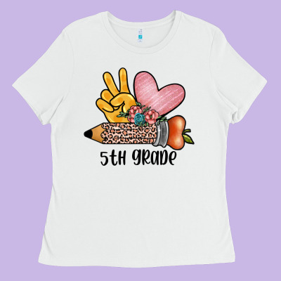 Peace Love 5th Grade Ladies Tee Designed By Jahusdesignshop