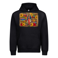 Black Our Lady Of Guadalupe Glitter Leopard Flowers Urban Hoodie - FaDigitalArtStudio