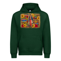 Forest Green Our Lady Of Guadalupe Glitter Leopard Flowers Urban Hoodie - FaDigitalArtStudio