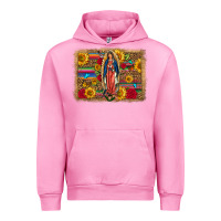 Fuchsia Pink Our Lady Of Guadalupe Glitter Leopard Flowers Urban Hoodie - FaDigitalArtStudio