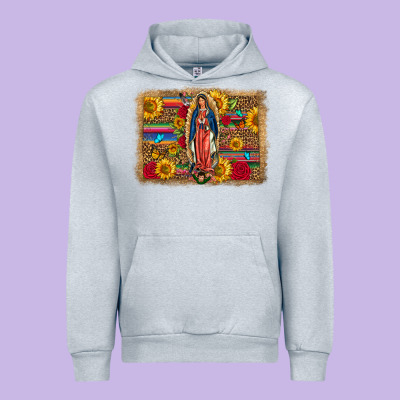 Our Lady Of Guadalupe Glitter Leopard Flowers Urban Hoodie Designed By Fadigitalartstudio