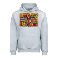 Heather Grey Our Lady Of Guadalupe Glitter Leopard Flowers Urban Hoodie - FaDigitalArtStudio