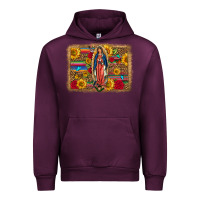 Mauve Wine Our Lady Of Guadalupe Glitter Leopard Flowers Urban Hoodie - FaDigitalArtStudio