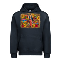 Navy Our Lady Of Guadalupe Glitter Leopard Flowers Urban Hoodie - FaDigitalArtStudio