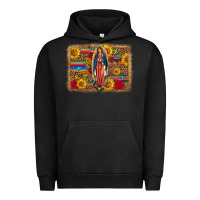 Pigment Black Our Lady Of Guadalupe Glitter Leopard Flowers Urban Hoodie - FaDigitalArtStudio