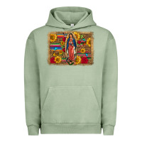 Pigment Oil Green Our Lady Of Guadalupe Glitter Leopard Flowers Urban Hoodie - FaDigitalArtStudio