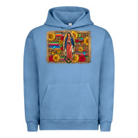 Pigment Pebble Blue Our Lady Of Guadalupe Glitter Leopard Flowers Urban Hoodie - FaDigitalArtStudio