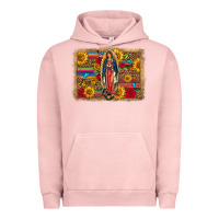 Pigment Salmon Our Lady Of Guadalupe Glitter Leopard Flowers Urban Hoodie - FaDigitalArtStudio