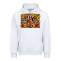White Our Lady Of Guadalupe Glitter Leopard Flowers Urban Hoodie - FaDigitalArtStudio
