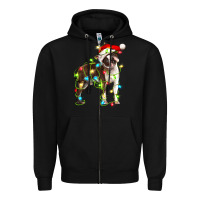 Black christmas chocolate boston terrier Zipper Hoodie - LillyAllenDesigns