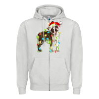 Dove Grey christmas chocolate boston terrier Zipper Hoodie - LillyAllenDesigns