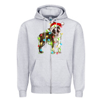 Heather Grey christmas chocolate boston terrier Zipper Hoodie - LillyAllenDesigns