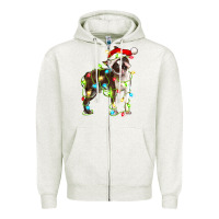 Oatmeal Heather christmas chocolate boston terrier Zipper Hoodie - LillyAllenDesigns