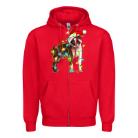 Red christmas chocolate boston terrier Zipper Hoodie - LillyAllenDesigns