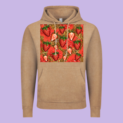 Strawberries Vintage Hoodie Designed By Jasminsmagicworld