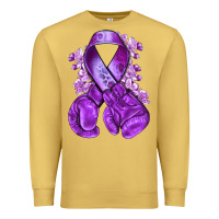 Antique Gold purple ribbon with boxing gloves Premium Sweatshirt - NancyCooperArtShop