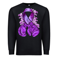 Black purple ribbon with boxing gloves Premium Sweatshirt - NancyCooperArtShop