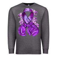 Charcoal Heather purple ribbon with boxing gloves Premium Sweatshirt - NancyCooperArtShop