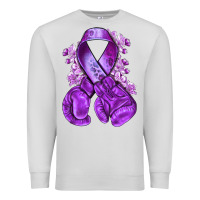 Dove Grey purple ribbon with boxing gloves Premium Sweatshirt - NancyCooperArtShop