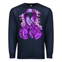 Navy purple ribbon with boxing gloves Premium Sweatshirt - NancyCooperArtShop