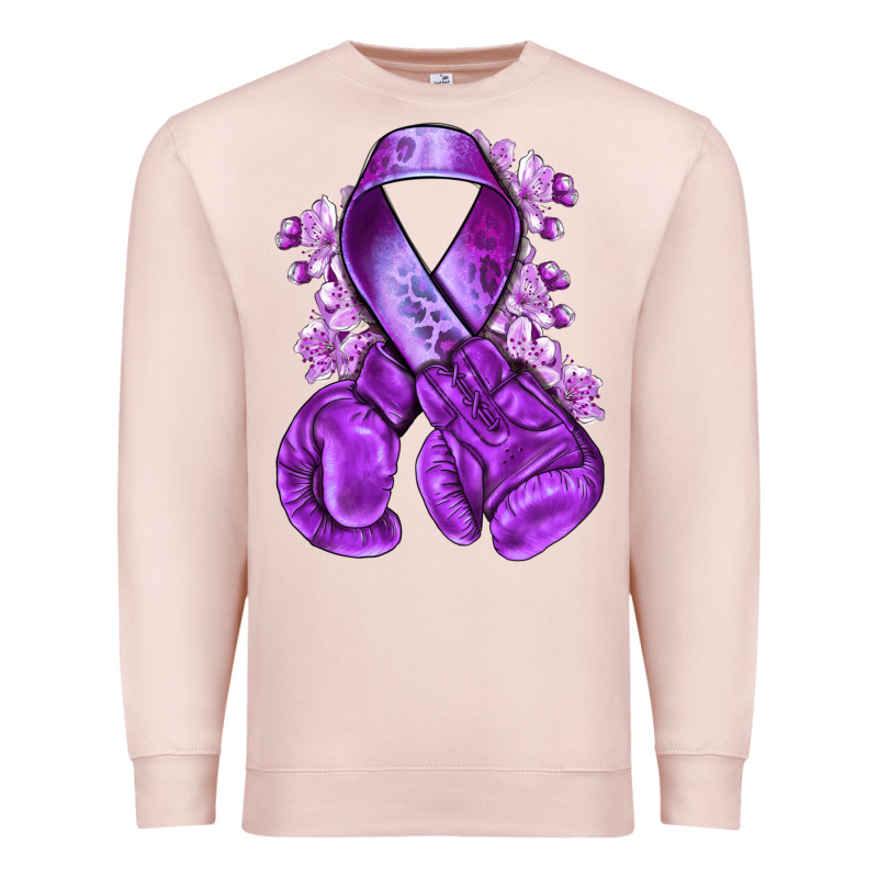 Purple Ribbon With Boxing Gloves Premium Sweatshirt by NancyCooperArtShop | Teevron