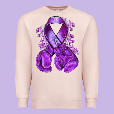 Purple Ribbon With Boxing Gloves Premium Sweatshirt Designed By Nancycooperartshop