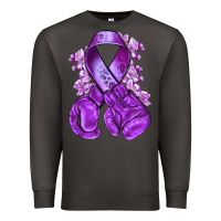Smoke purple ribbon with boxing gloves Premium Sweatshirt - NancyCooperArtShop