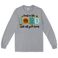 Heather Grey trust in the lord with all your heart Long Sleeve Tee - MaliasSmallBusiness
