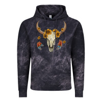 Cloud Black bull skull sunflowers and feathers Vintage Hoodie - AdoDesignShop
