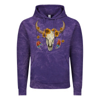 Cloud Purple bull skull sunflowers and feathers Vintage Hoodie - AdoDesignShop