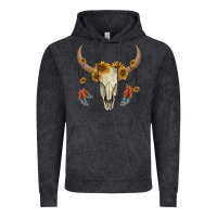 Bull Skull Sunflowers And Feathers Vintage Hoodie | Teevron