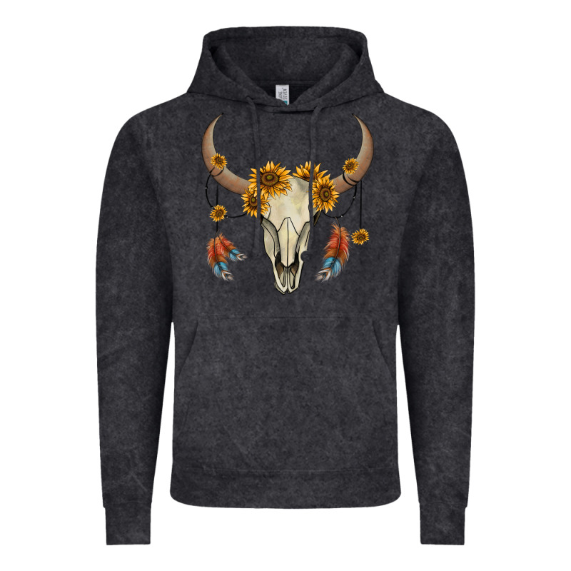 Bull Skull Sunflowers And Feathers Vintage Hoodie by AdoDesignShop | Teevron