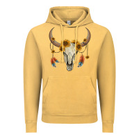 Vintage Mustard bull skull sunflowers and feathers Vintage Hoodie - AdoDesignShop