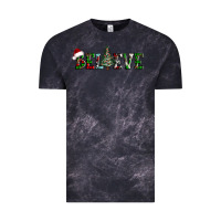 Cloud Black believe Christmas tree Vintage Tee - AdoDesignShop