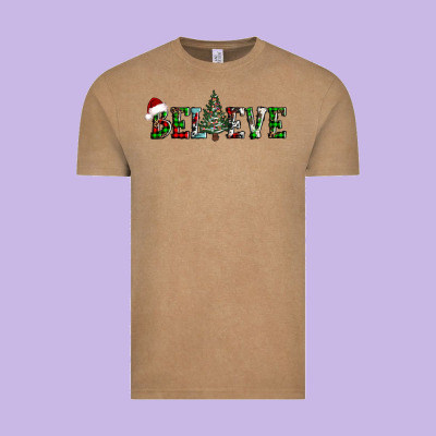 Believe Christmas Tree Vintage Tee Designed By Adodesignshop