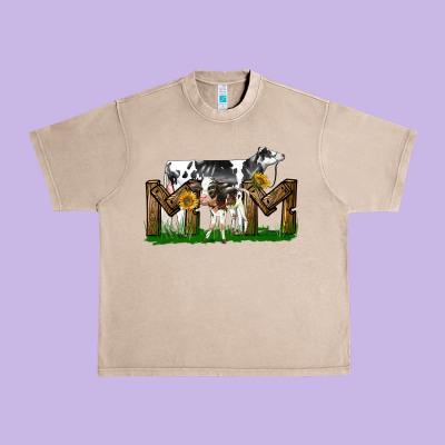 Western Holstein Cow And Baby Cow Mom Urban Heavy Tee Designed By Lillyallendesigns