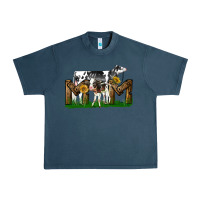 Midnight Navy Western Holstein Cow And Baby Cow Mom Urban Heavy Tee - LillyAllenDesigns