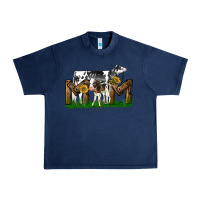 Navy Western Holstein Cow And Baby Cow Mom Urban Heavy Tee - LillyAllenDesigns