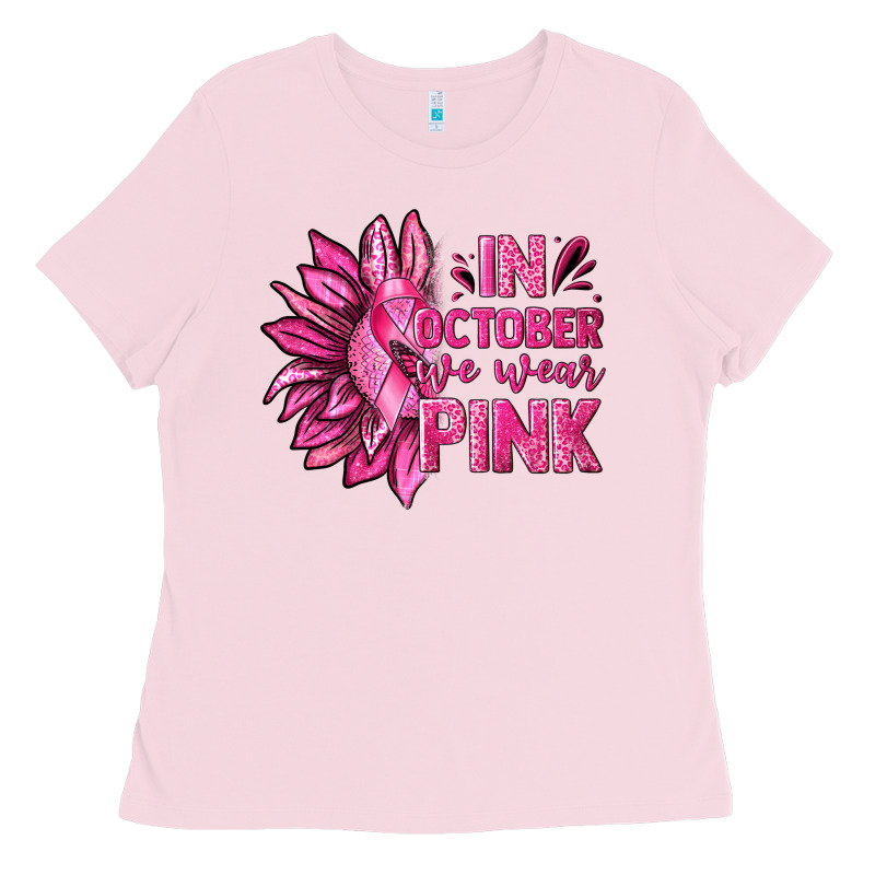 In October We Wear Pink Sunflower Ladies Tee by texasbilliewilder | Teevron